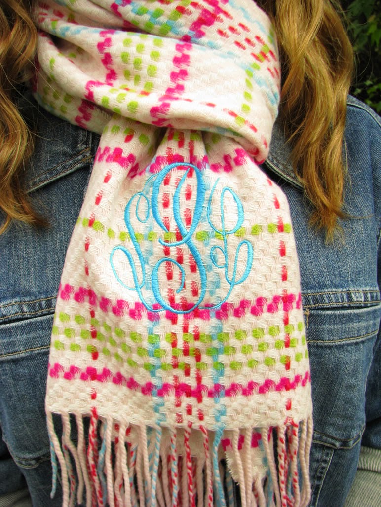  preppy plaid monogram scarf