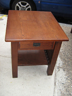 Mission style coffee and end table set with cool little