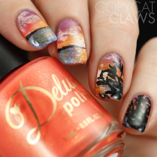 Lake Sunset Nail Art