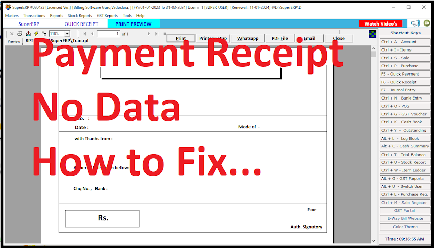 Payment Receipt No Data... How to Fix..