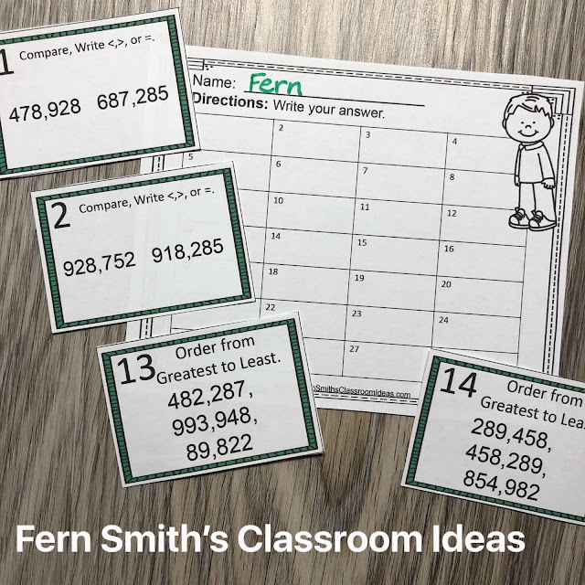 Click Here to Download This 4th Grade Go Math 1.3 Compare and Order Numbers Task Cards Resource Today for Your Class!