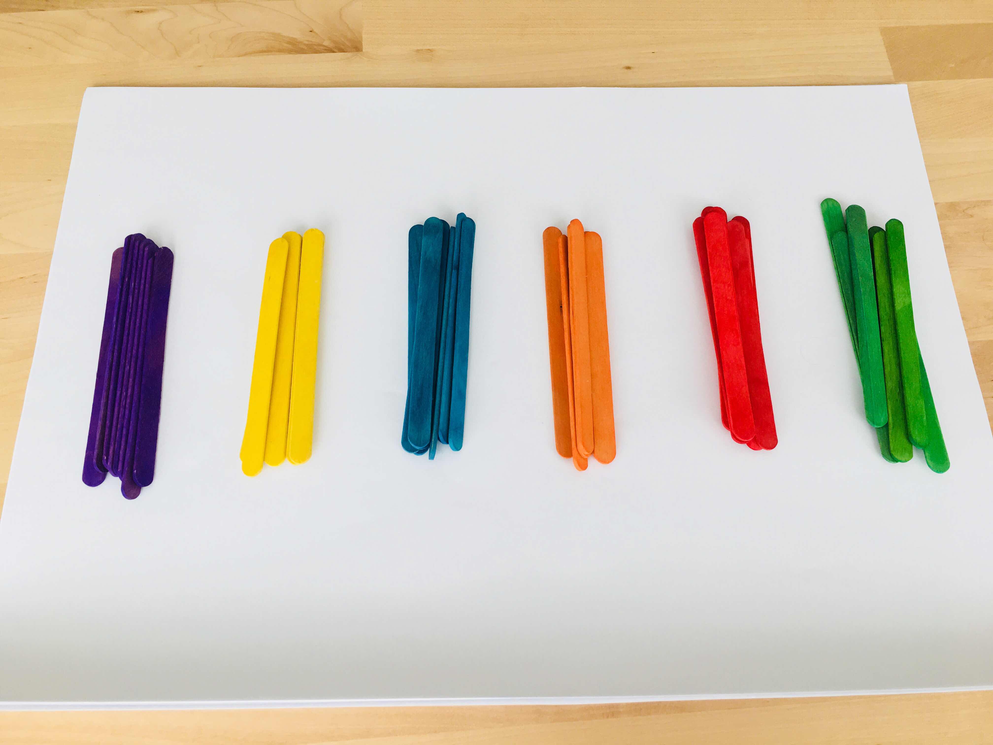 Sticks divided into colours