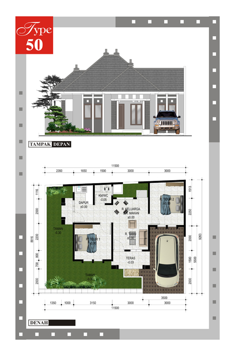 10 Gambar Denah Rumah  Type  50  dan Pembahasannya Model 