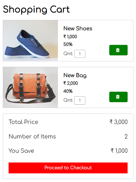 Responsive Shopping Cart in HTML and CSS