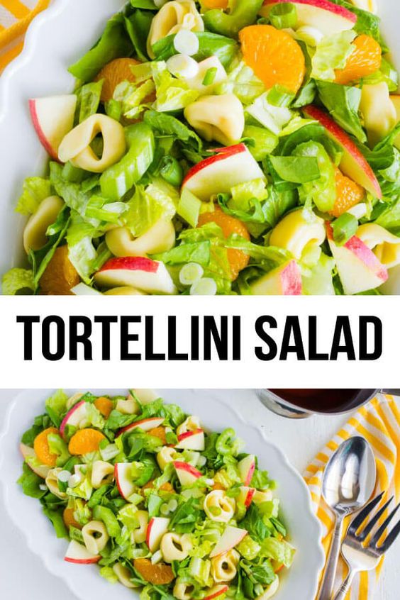Some greens, apples for crunch, and pasta - this Tortellini Salad will be one of your new favorites! It's not only refreshing but colorful, too!