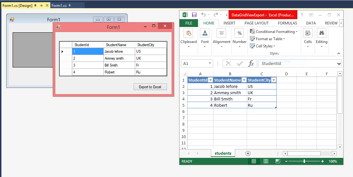 Export DataGridView to Excel using OpenXML and ClosedXML 