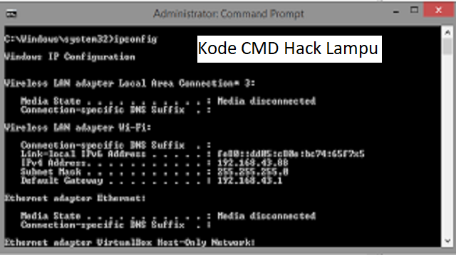 Kode CMD Hack Lampu