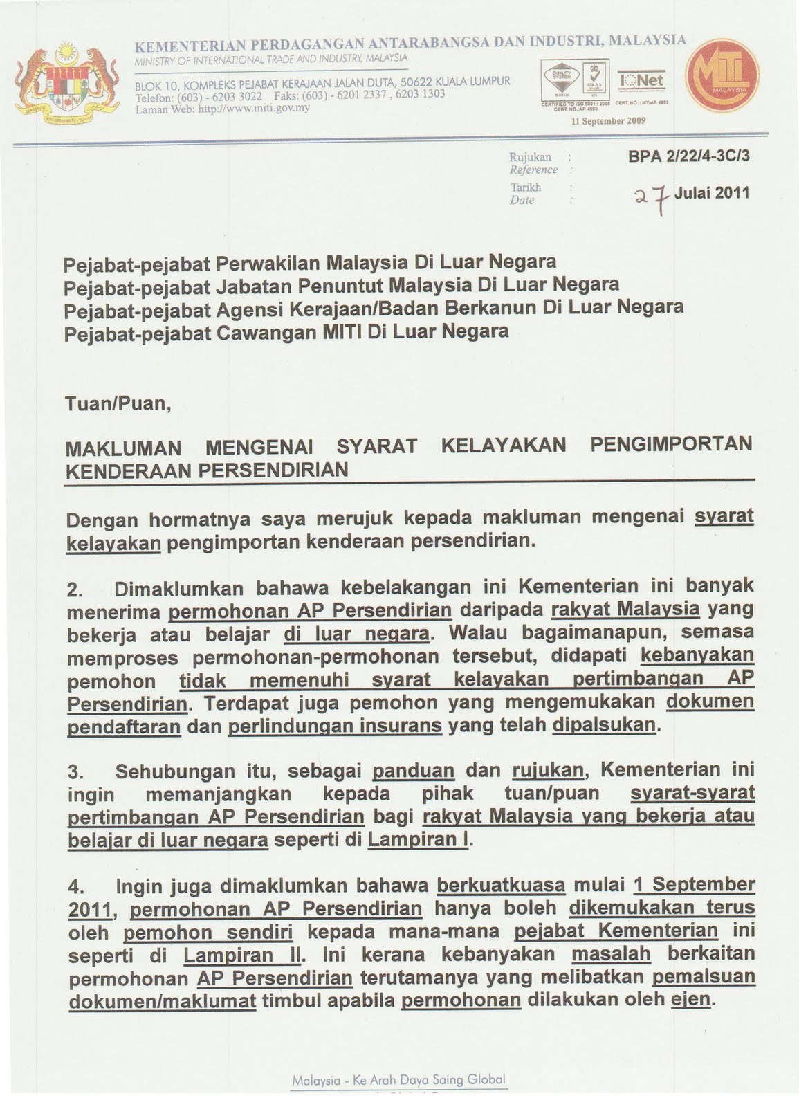 Contoh Surat Permohonan Permit Import Miti