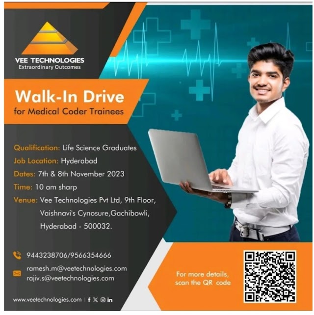 Vee Technologies | Walk-in interview for Life Science Graduates on 7th & 8th Nov 2023