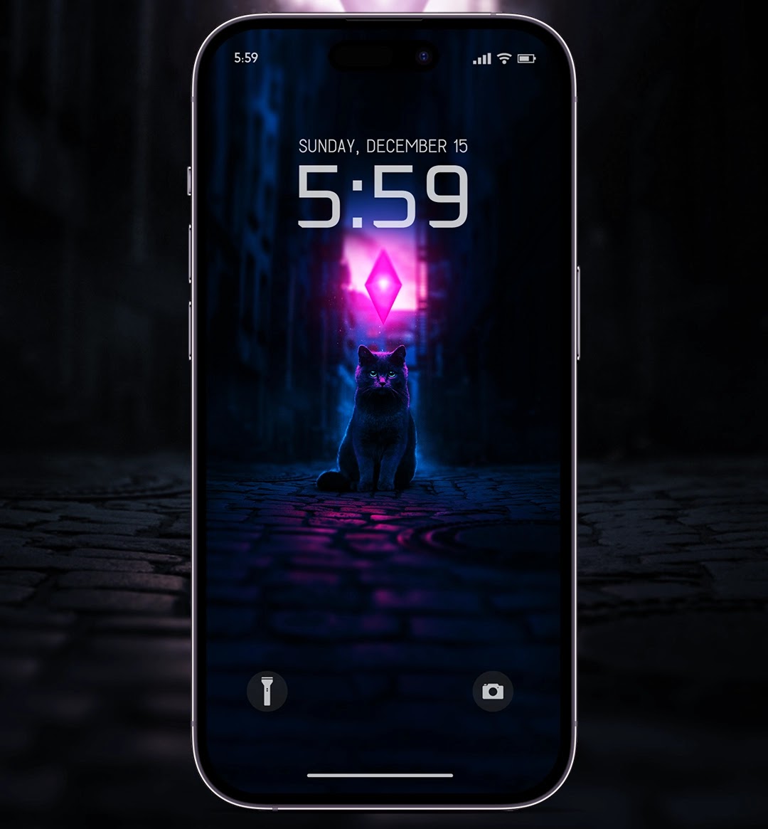 aesthetic dark mystery cat wallpaper for ios iphone and android
