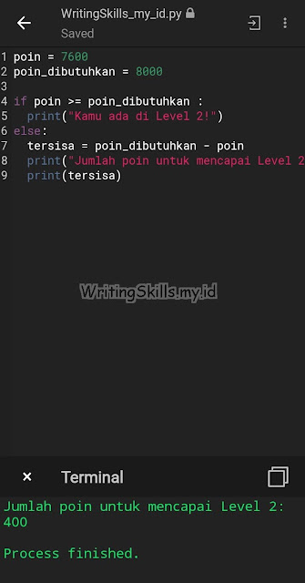 Contoh penggunaan Statement if / else di Python