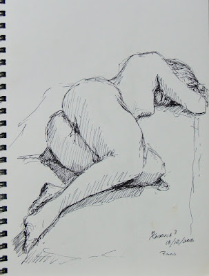 sleeping nude - pen sketch by Stephen SCott