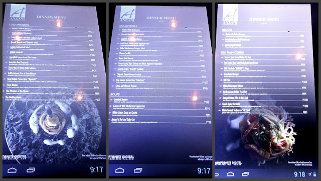 collage of shots of the Anzani Menu in a tablet