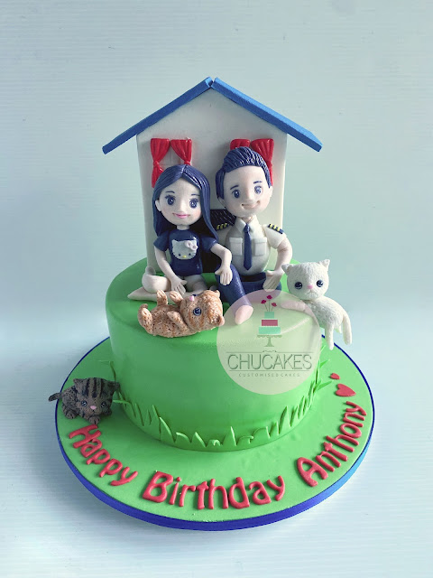 Pilot cake house home cat cats fondant cake chucakes singapore