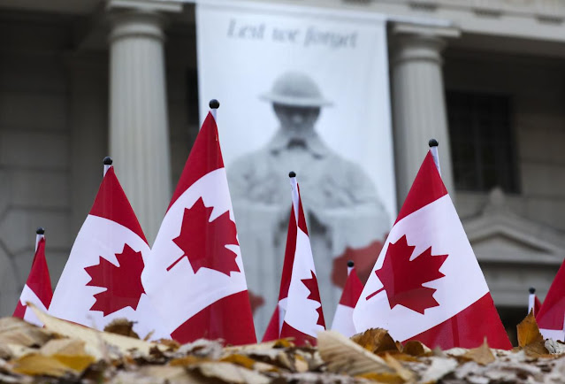 Canadian Flags on Remembrance Day in Canada