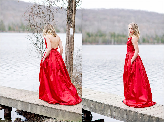 red dress forest woods park fashion photography