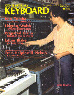 Isao Tomita en la portada de la revista Keyboard de agosto de 1977