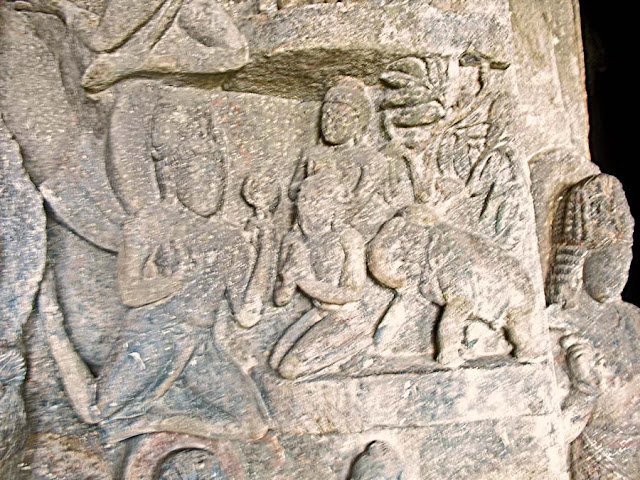 art depicting Buddha blessing devotees