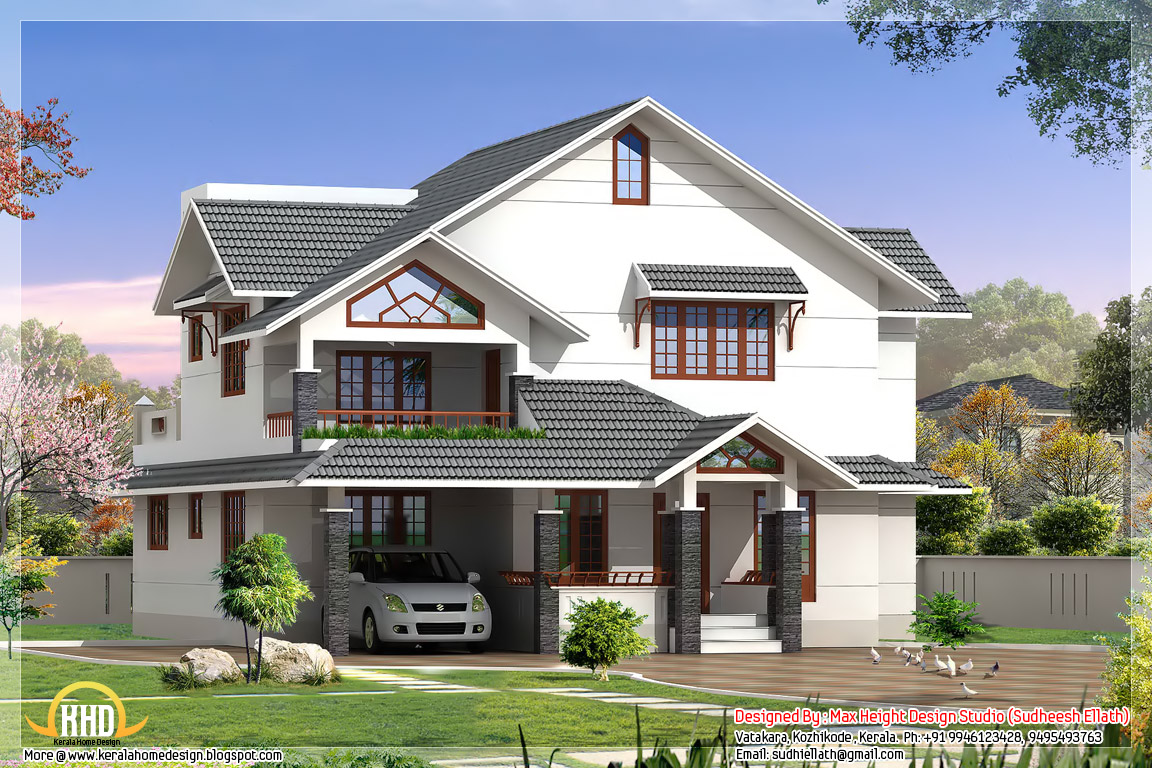 Indian style 3D house elevations  Kerala home design and floor plans