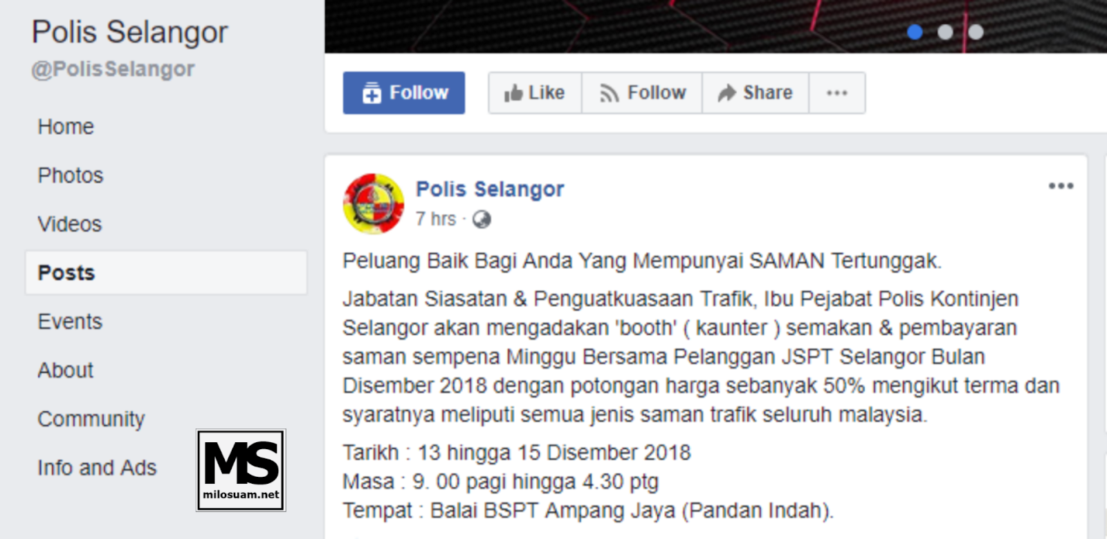 Diskaun Saman Polis Selangor 50 peratus