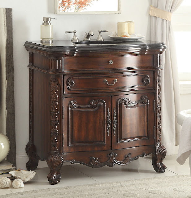 Adelina 36 inch Antique Mahogany Bathroom Sink Vanity