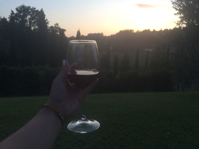 Red Wine at Sunset in San Miniato, Tuscany, Italy