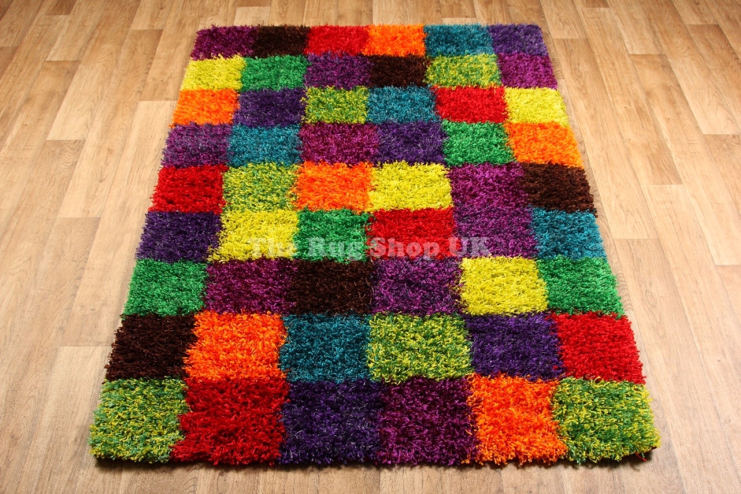 Festival 1923X Multi-coloured Chequered Shaggy Rug By Oriental Weavers