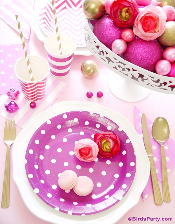 Table de Noël Rose Girly et Dorée | BirdsParty.fr