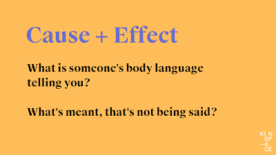 Copy reads: Cause & effect - what is somebody's body language telling you? What's meant, that's not being said?