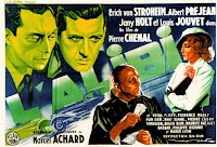 L'ALIBI. Francia: 240 x 160 cms. Autor: Roger Soubie. COARTADA. L’alibi. 1937. Francia. Dirección: Pierre Chenal. Reparto: Erich von Stroheim, Albert Préjean, Jany Holt, Louis Jouvet, Véra Flory.