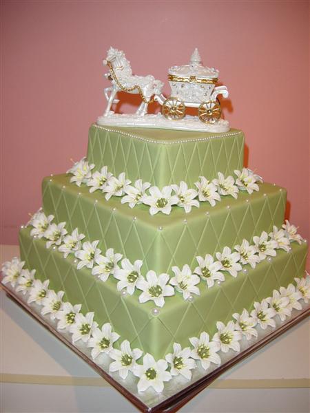 A wedding cake is the traditional cake served to the guests after a wedding