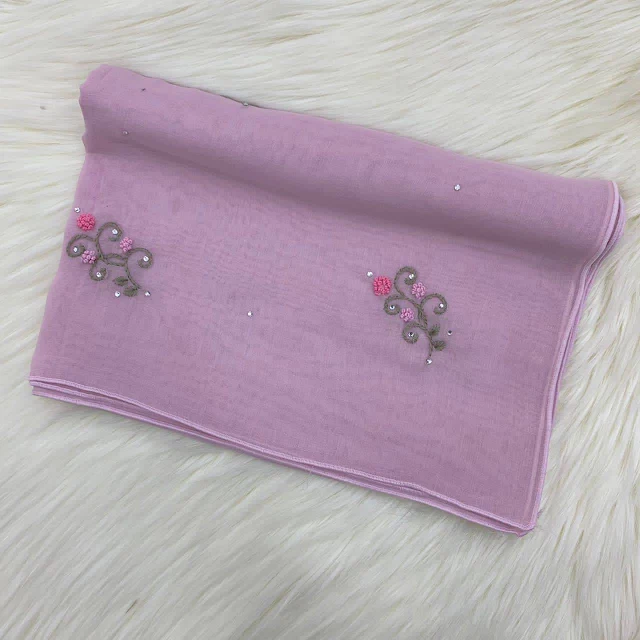 Bawal sulam cotton voile Japan design bunga Saloma