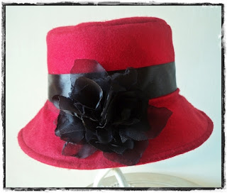 Hat red flowers black