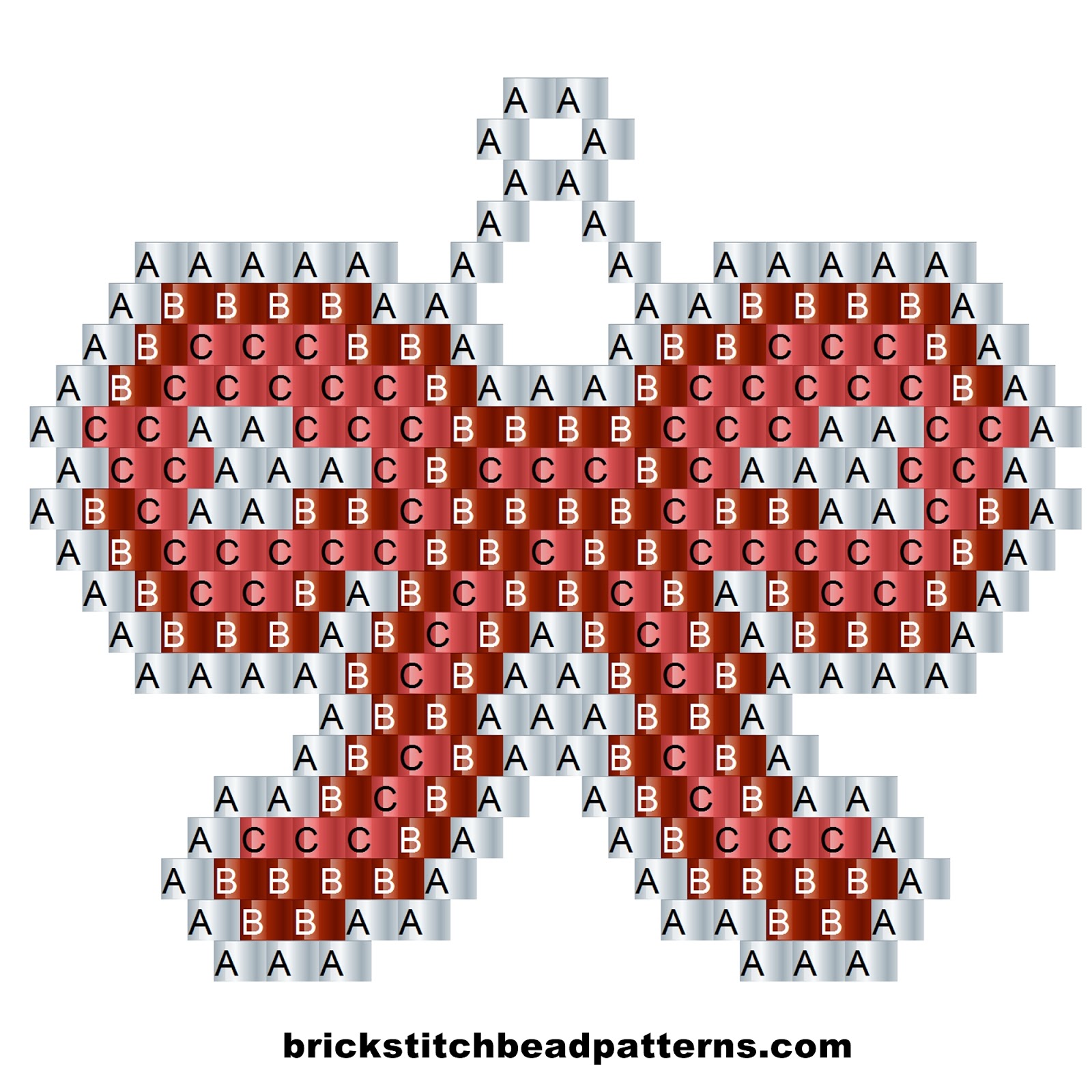 Download Brick Stitch Bead Patterns Journal: Free Red Ribbon Bow Beaded Earring Charm Pattern