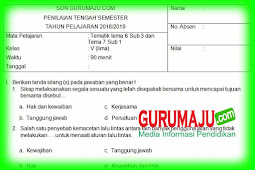 Soal UTS / PTS Kelas 5 Semester 2 Kurikulum 2013