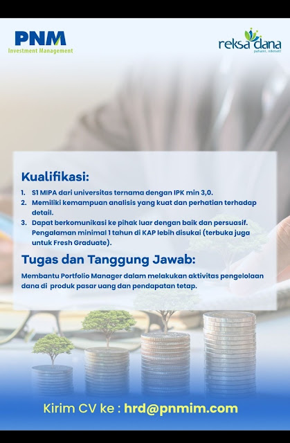 Lowongan Invesment Staf di PNM Invesment Management Untuk Alumni MIPA