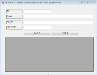 Cara Hapus Database SQL Server Pada VB Net 2013 | Belajar VB Net 2013 Gratis