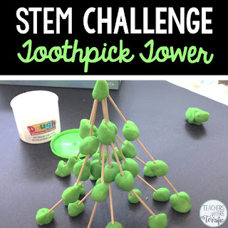 STEM Challenge: Using two materials students build a tower. Two different materials can be used for the connectors in this challenge- making it very versatile!