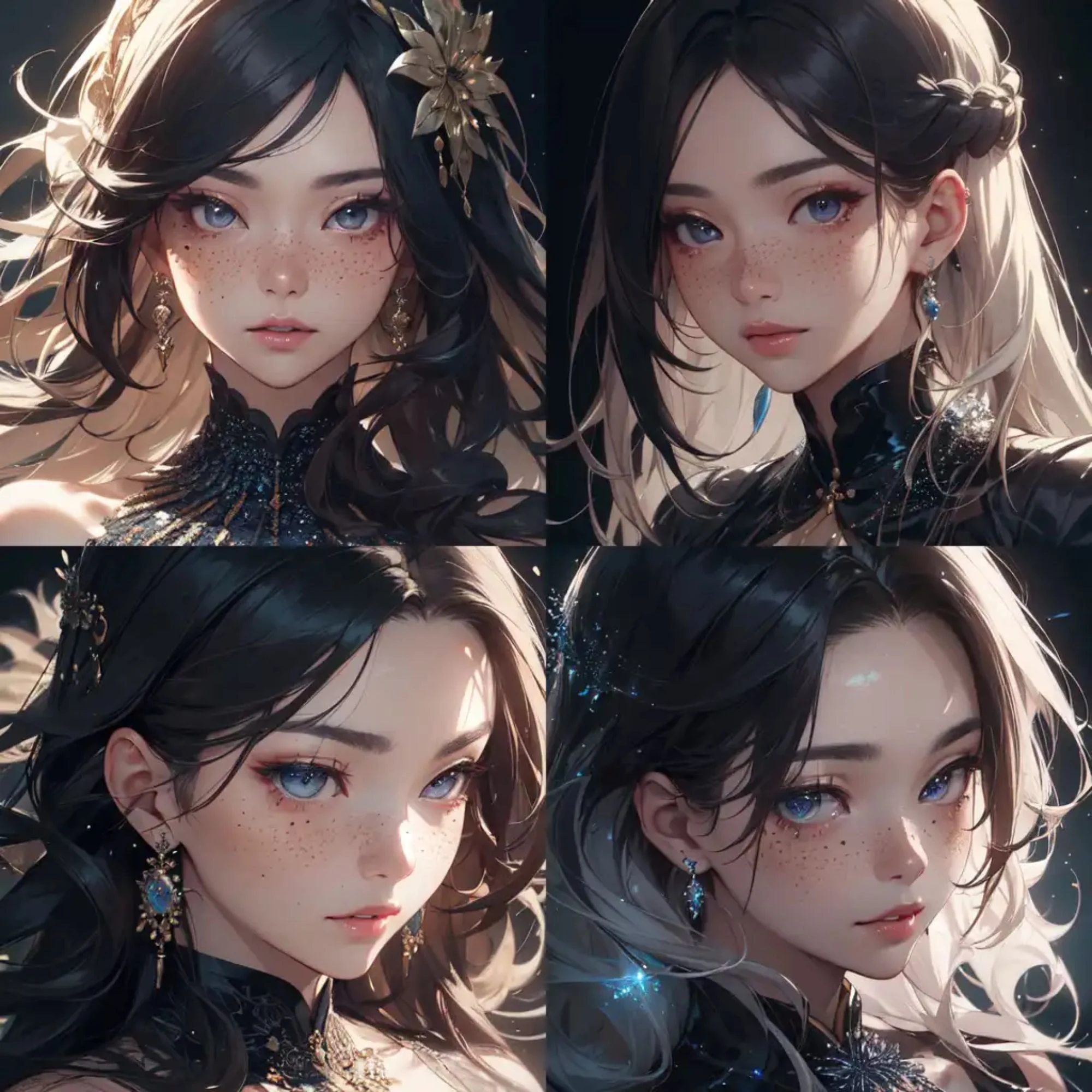 Captivating Beauty: 7 Stunning Digital Portrait Artworks of Girls with Long Hair and Beautiful Eyes