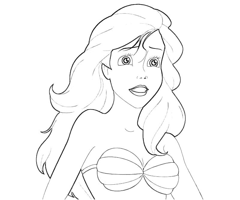 Printable Little Mermaid Ariel Look Coloring Pages title=