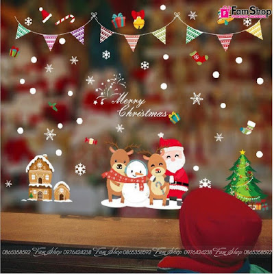 Decal tuần lộc Merry Christmas D32