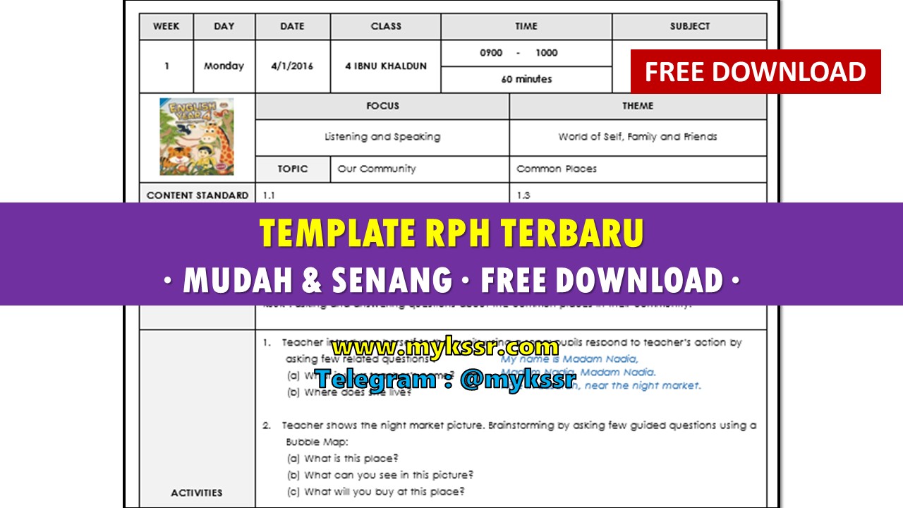 Template RPH Terbaru - Mudah & Senang [Free Download 