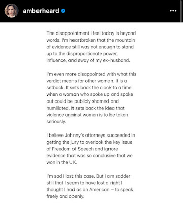 Amber Heard’s statement following losing court case to Johnny Depp