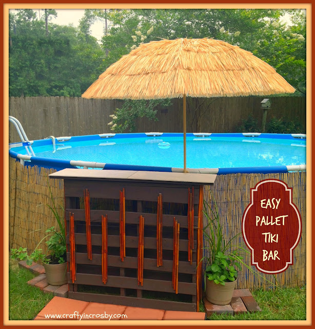 pallet bar, above ground pool decor, above ground pool, poolside bar