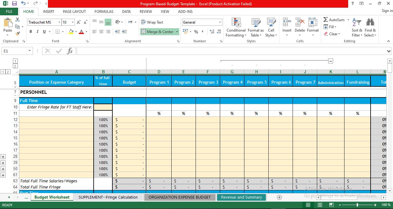 budget template in excel