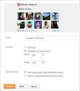 menu konfigurasi pengikut google+