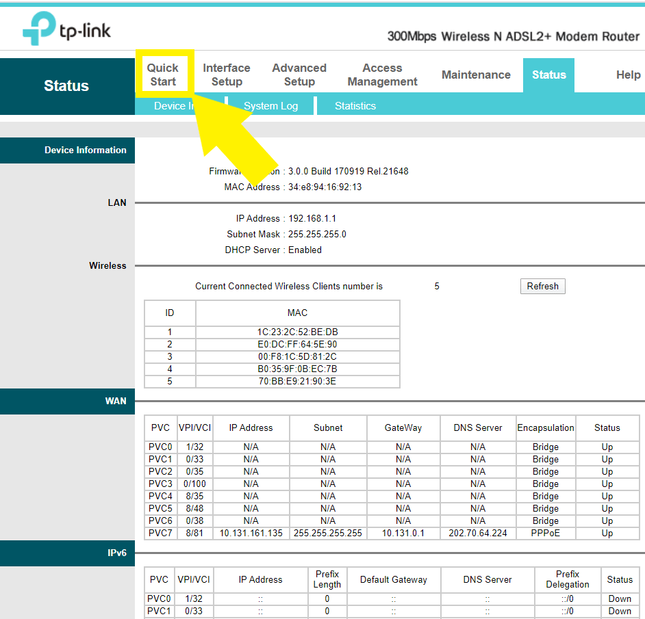 tplink main dashboard