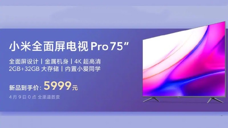 Mi Full Screen TV Pro 75-Inch, Mi TV 4A 60-Inch With 4K Screen Launched