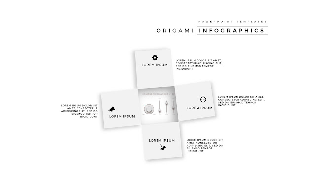 4 Icon options of Abstract Origami Infographics for PowerPoint Templates with Placeholder  in wihte Background