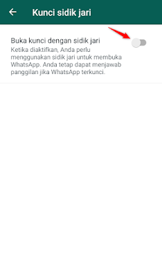 aktifkan kunci sidik jari whatsapp